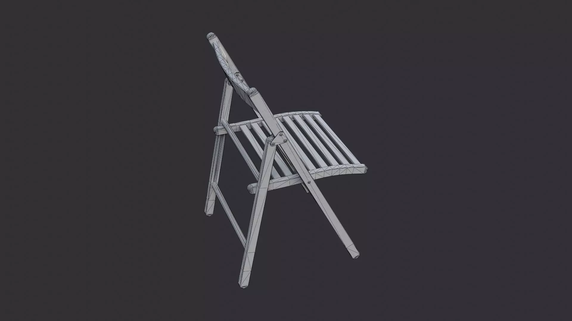 Folding Wooden Chair Low-poly 3D model_7