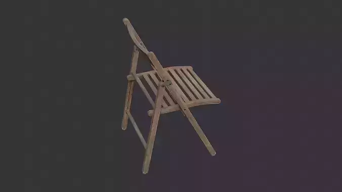 Folding Wooden Chair Low-poly 3D model Folding Wooden Chair Low-poly 3D model