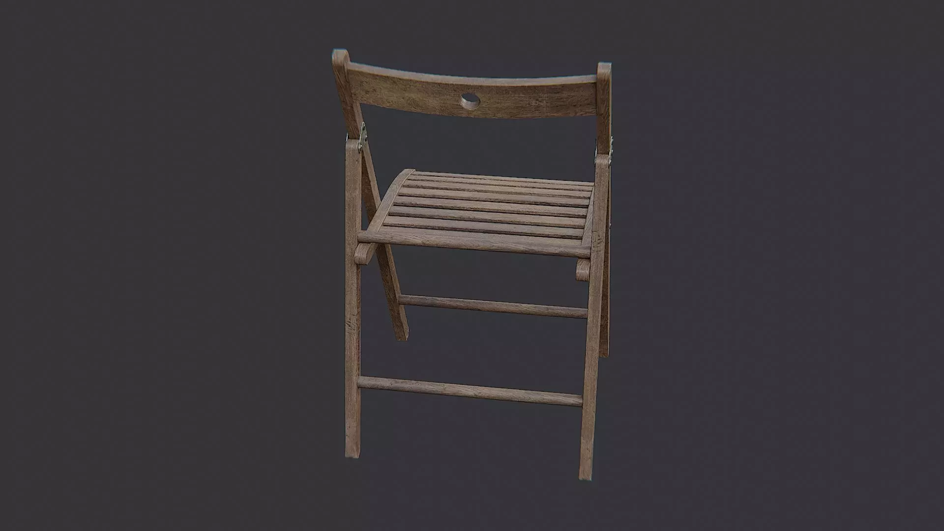 Folding Wooden Chair Low-poly 3D model_1