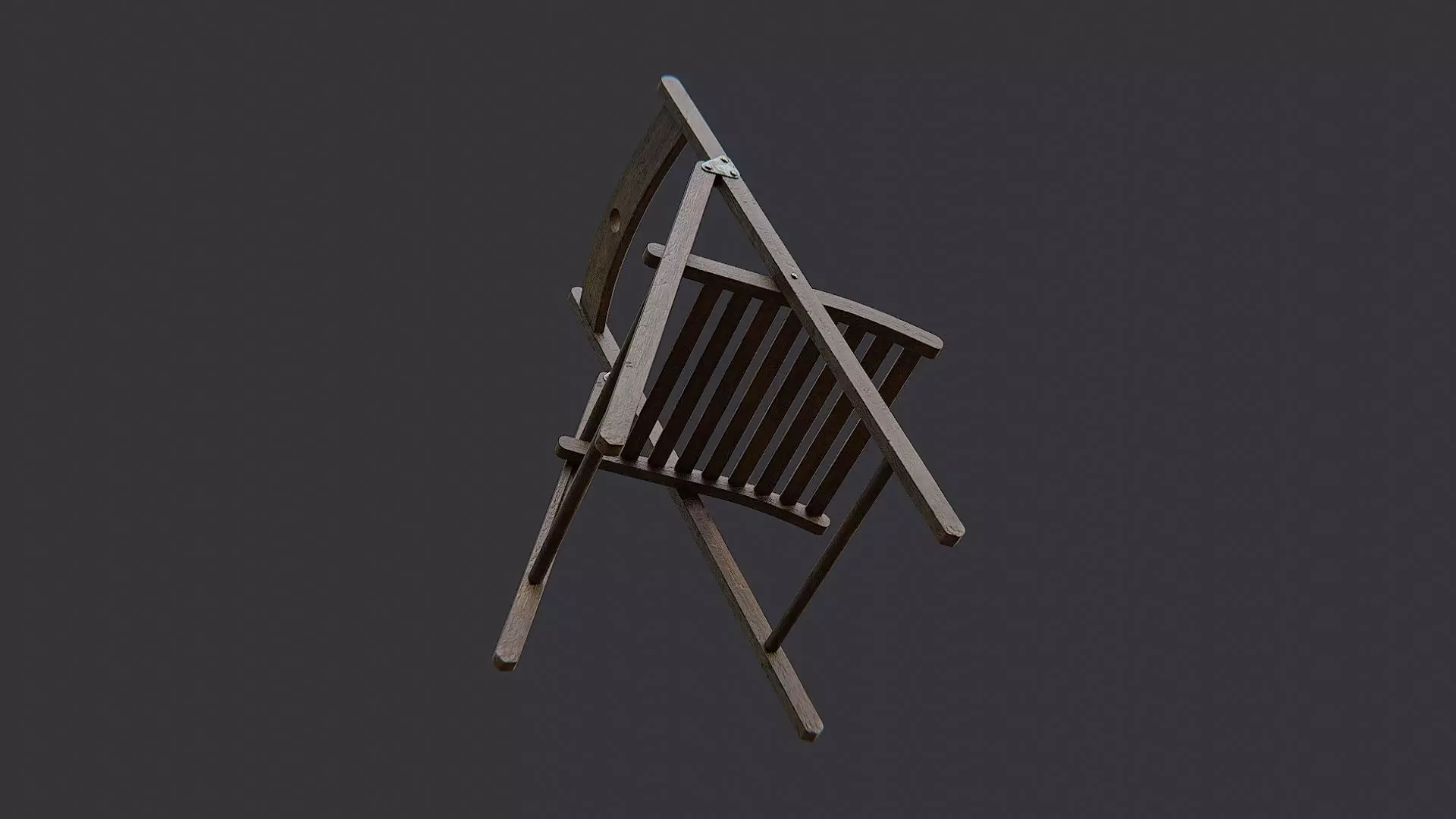 Folding Wooden Chair Low-poly 3D model_5