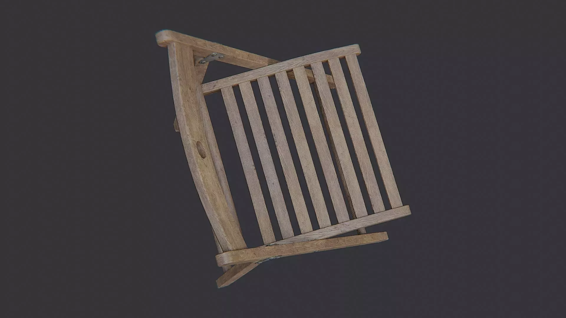 Folding Wooden Chair Low-poly 3D model_4