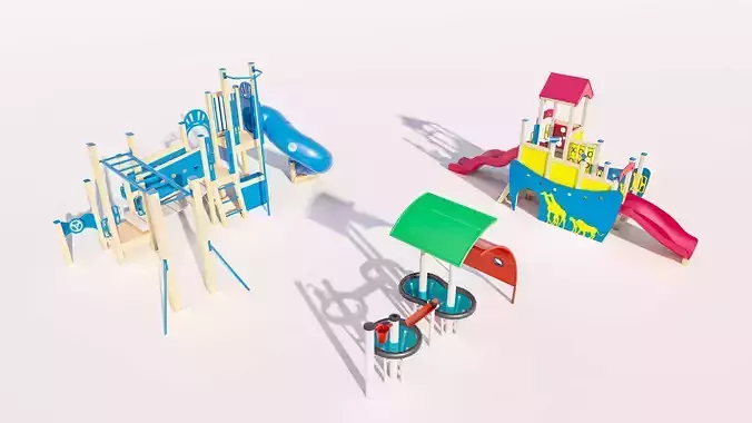 Childrens Playground Equipment Kit 3D Model