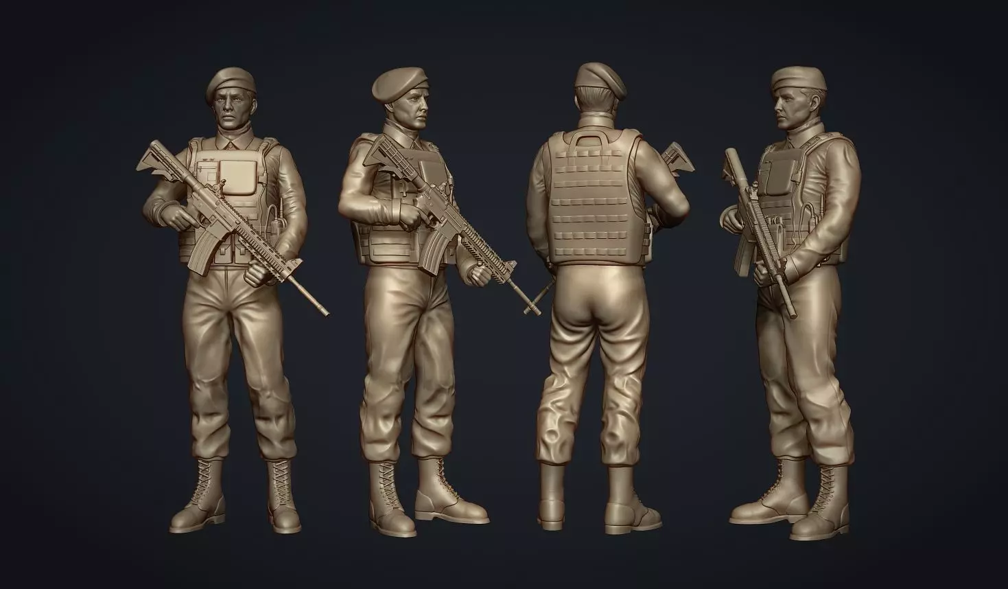 Commando Soldier Statue 3D Model for 3D Printing Ready STL OBJ  3D print model_0