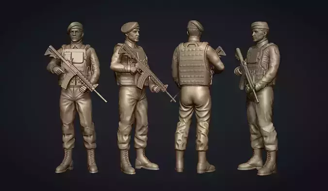 Commando Soldier Statue 3D Model for 3D Printing Ready STL OBJ  3D print model
