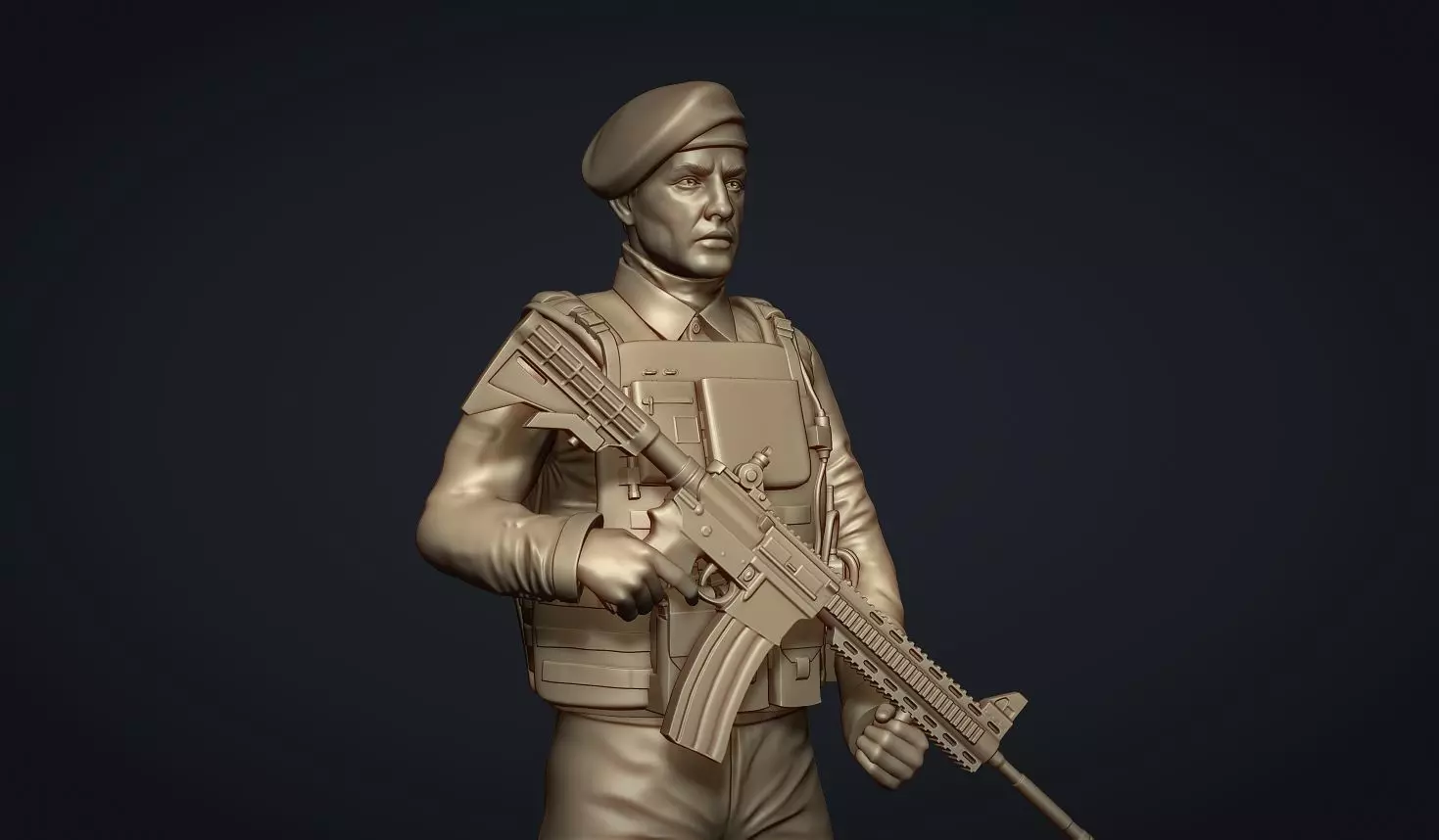 Commando Soldier Statue 3D Model for 3D Printing Ready STL OBJ  3D print model_3
