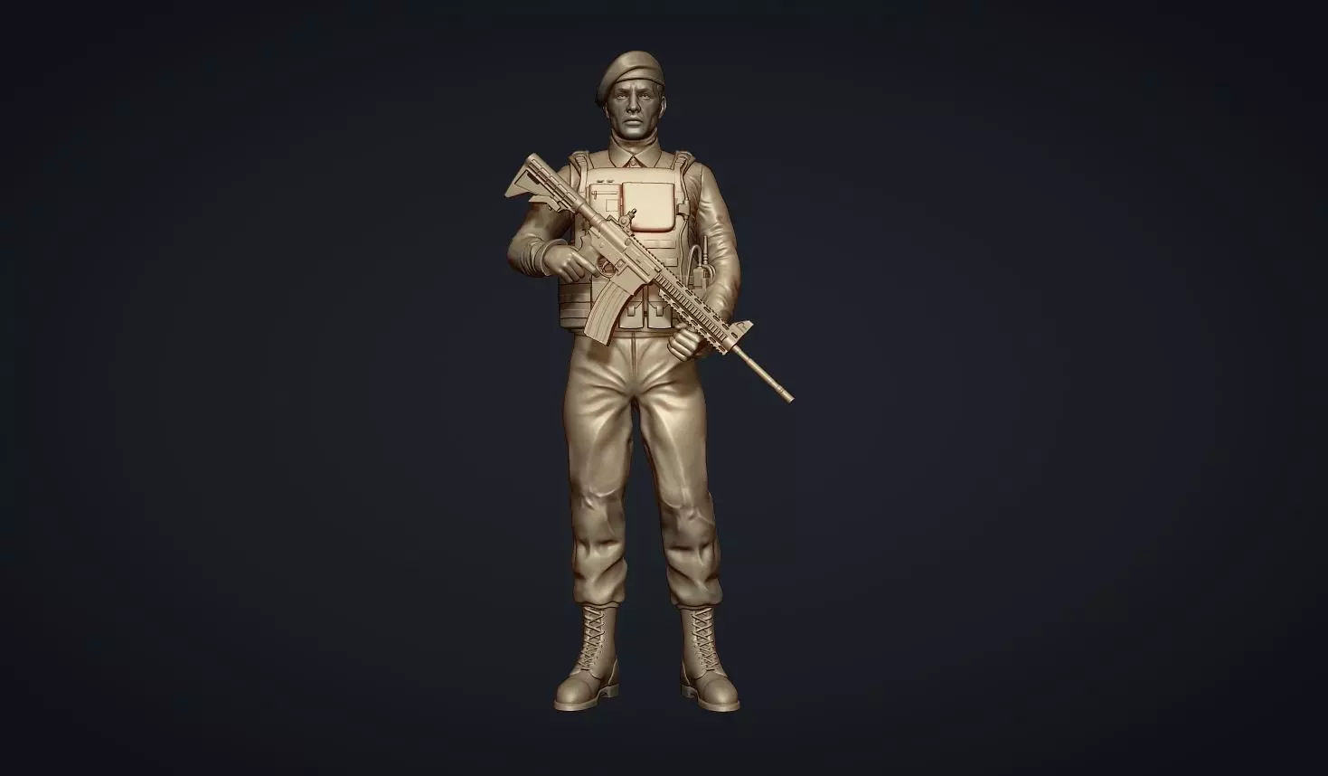 Commando Soldier Statue 3D Model for 3D Printing Ready STL OBJ  3D print model_2