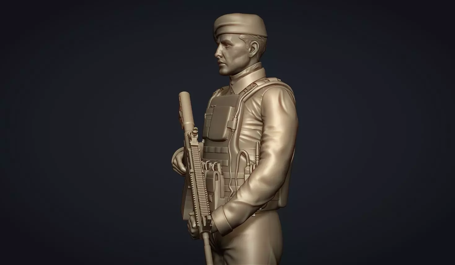 Commando Soldier Statue 3D Model for 3D Printing Ready STL OBJ  3D print model_4