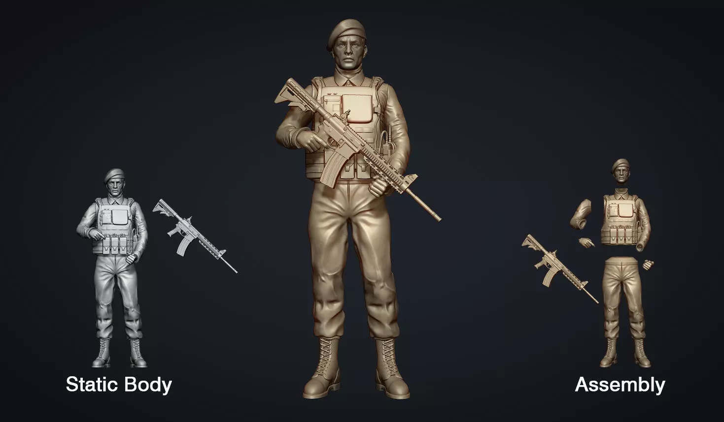 Commando Soldier Statue 3D Model for 3D Printing Ready STL OBJ  3D print model_1