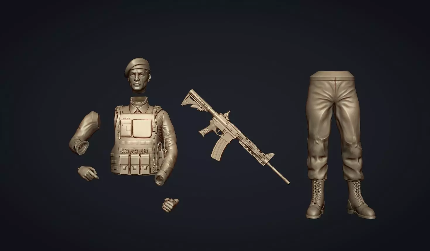 Commando Soldier Statue 3D Model for 3D Printing Ready STL OBJ  3D print model_8