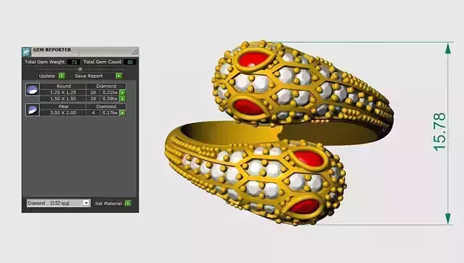3D Printable Double Snake Ring