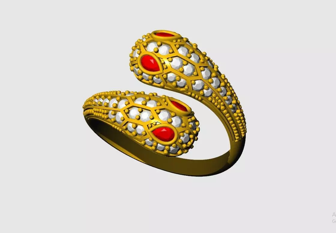 3D Printable Double Snake Ring 3D print model_6