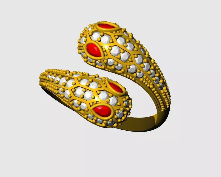 3D Printable Double Snake Ring 3D print model_4