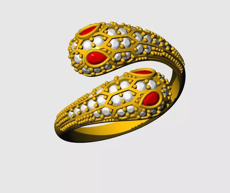 3D Printable Double Snake Ring 3D print model_1