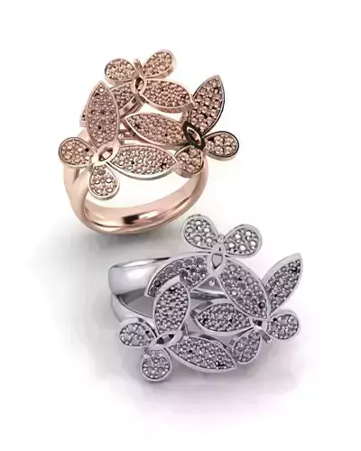 3 butterflies jewelry ring