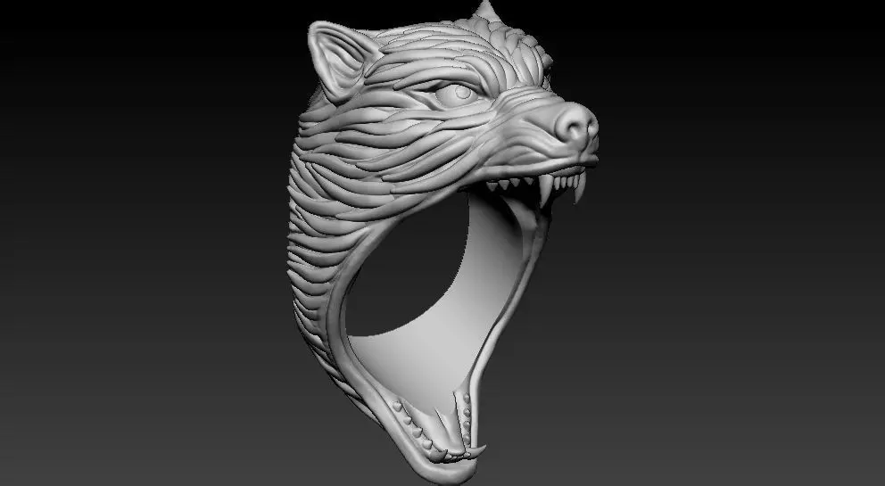 Wolf Ring 3D print model_2