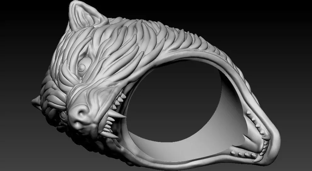 Wolf Ring 3D print model_6
