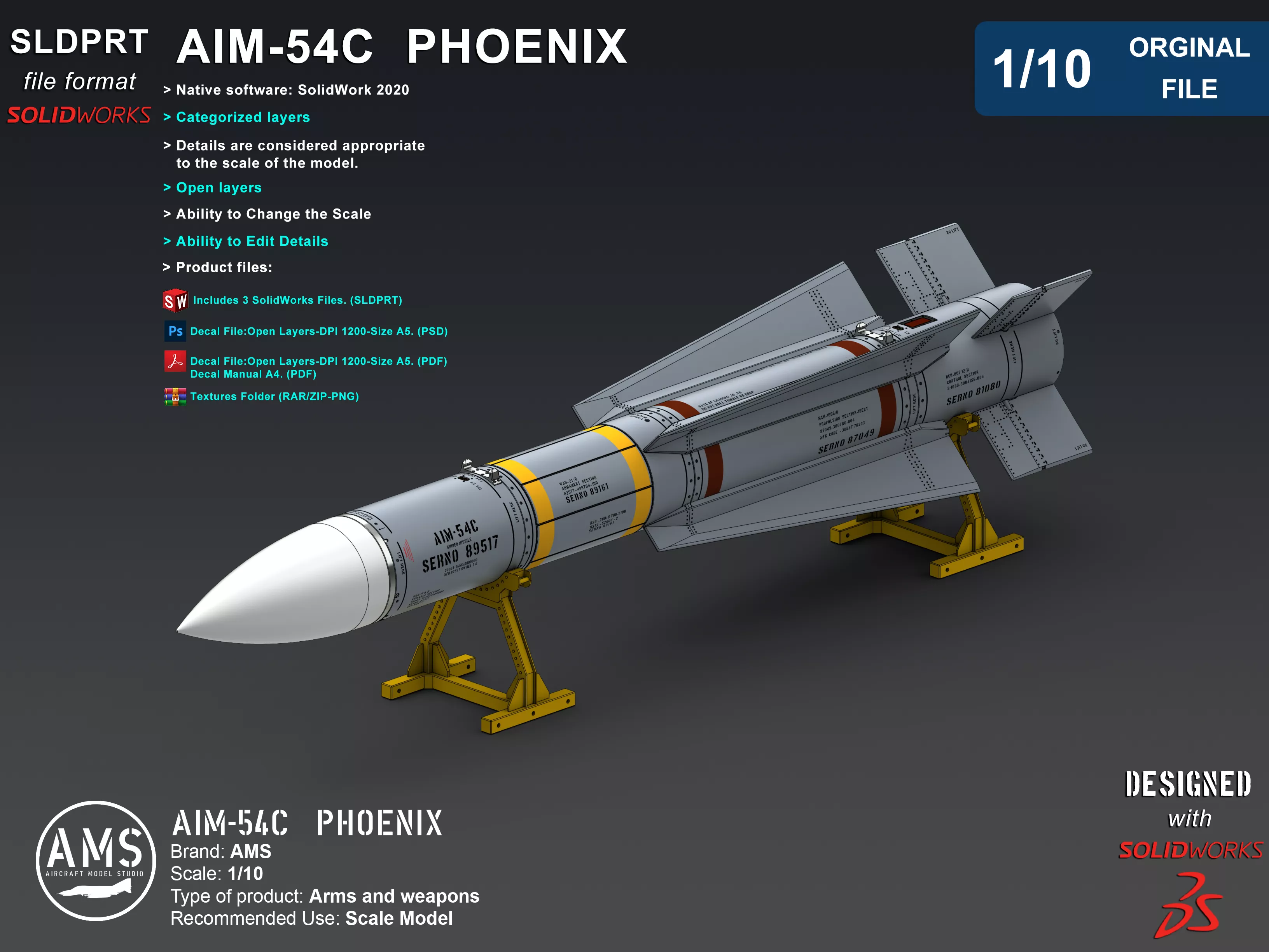 AIM-54C Phoenix - Orginal File 3D model