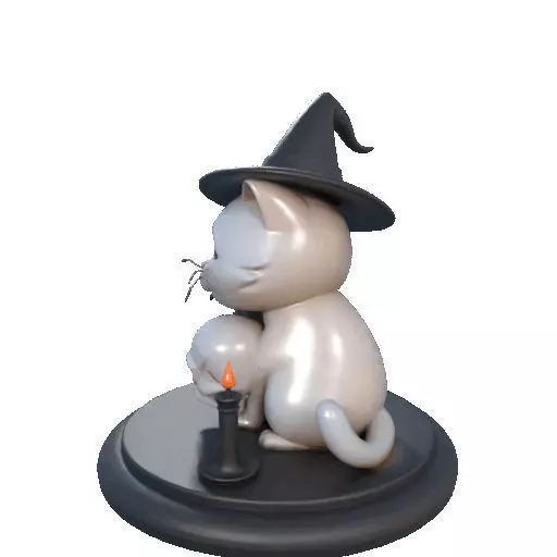 2533 Witch Cat with Skull Raven and Candlestick 3D print model_29