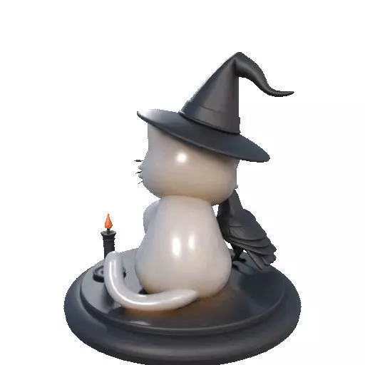2533 Witch Cat with Skull Raven and Candlestick 3D print model_23