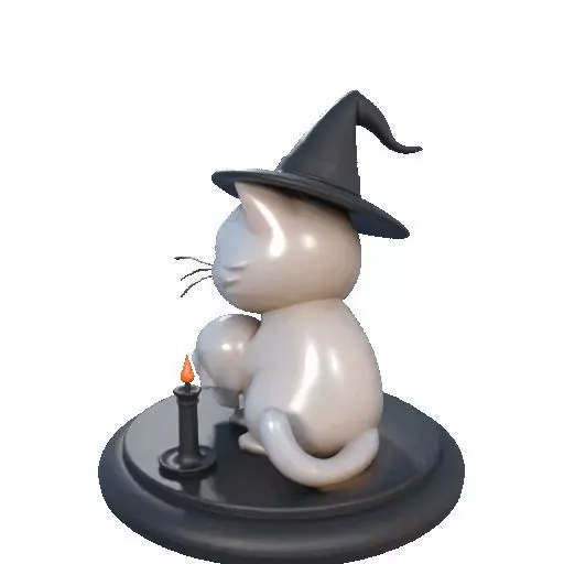 2533 Witch Cat with Skull Raven and Candlestick 3D print model_27