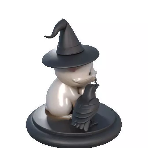2533 Witch Cat with Skull Raven and Candlestick 3D print model_15