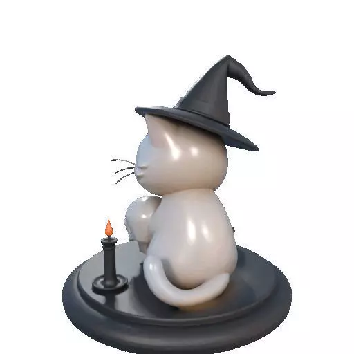 2533 Witch Cat with Skull Raven and Candlestick 3D print model_26
