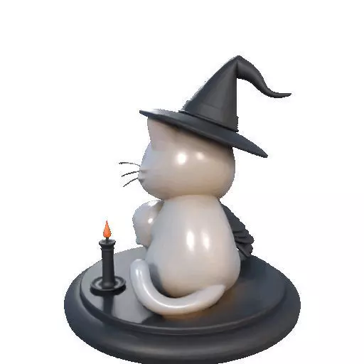 2533 Witch Cat with Skull Raven and Candlestick 3D print model_25