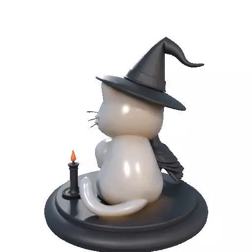 2533 Witch Cat with Skull Raven and Candlestick 3D print model_24