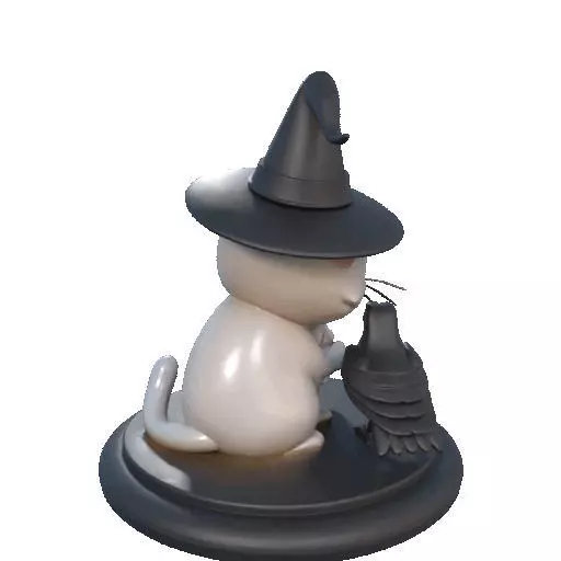 2533 Witch Cat with Skull Raven and Candlestick 3D print model_19
