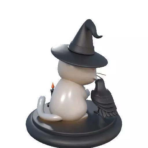 2533 Witch Cat with Skull Raven and Candlestick 3D print model_20