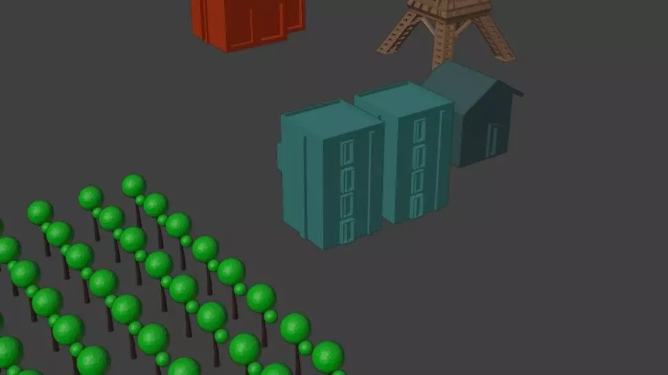 City Pack Eiffel Tower Buildings  Trees Low Poly blend obj fbx Low-poly 3D model_5