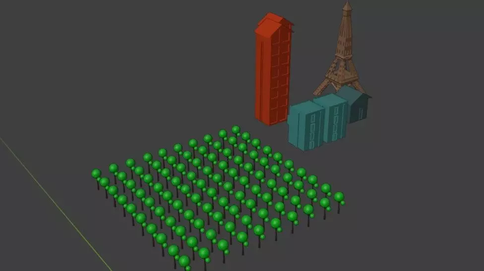 City Pack Eiffel Tower Buildings  Trees Low Poly blend obj fbx Low-poly 3D model_6