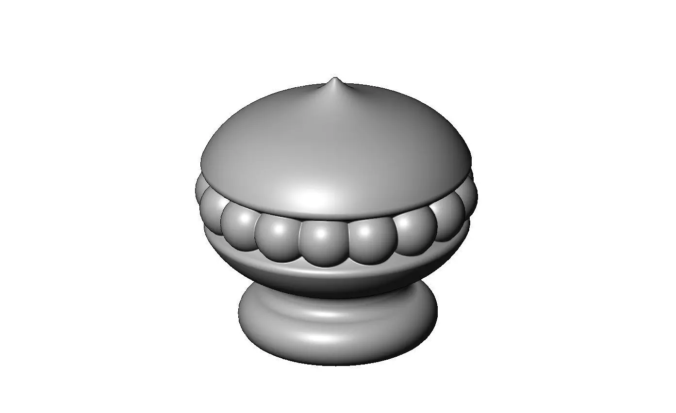 Contemporary beaded bun finial relied decor ornament 3D print model