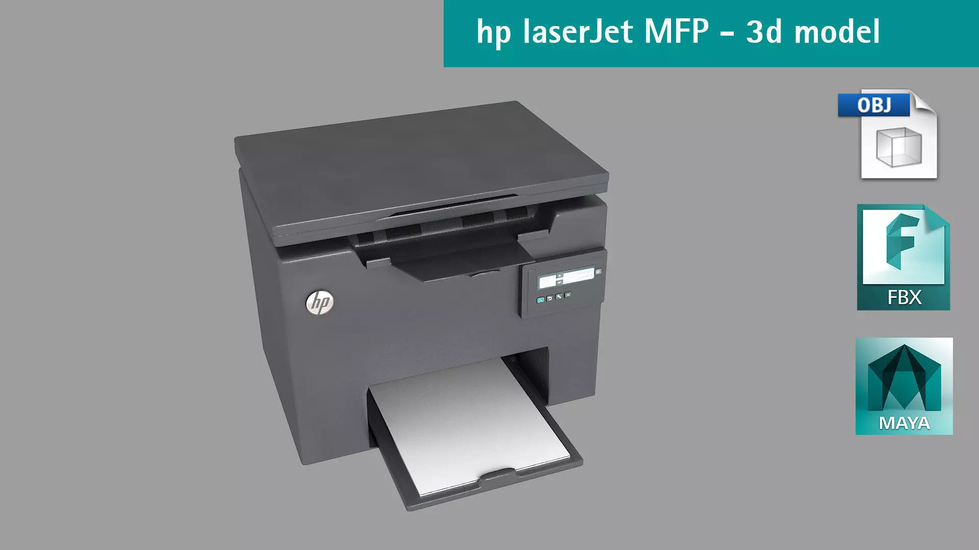 Hp LaserJet Pro MFP  Low-poly 3D model_0