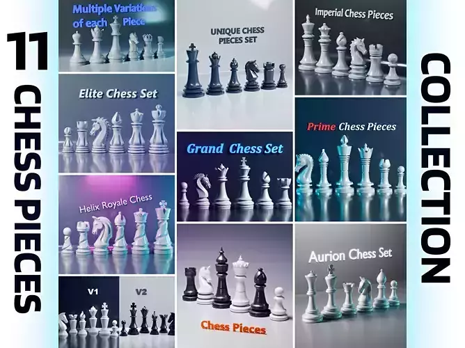 11 Different Chess Pieces Sets Printable
