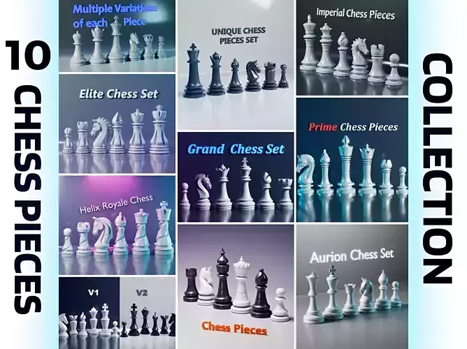 10 Set of Modern Chess Pieces 
