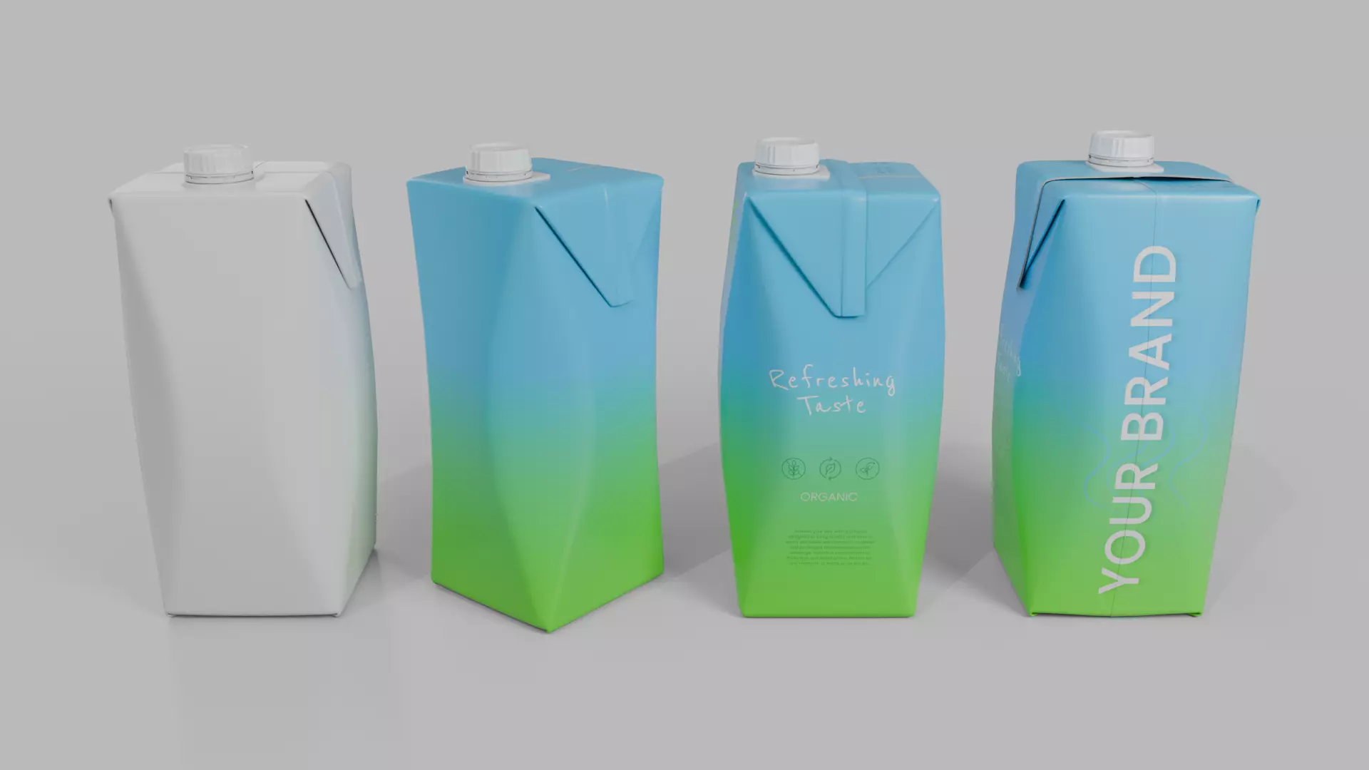 Beverage Carton 750 ml- Customizable Prism Drink Box 3D model_12