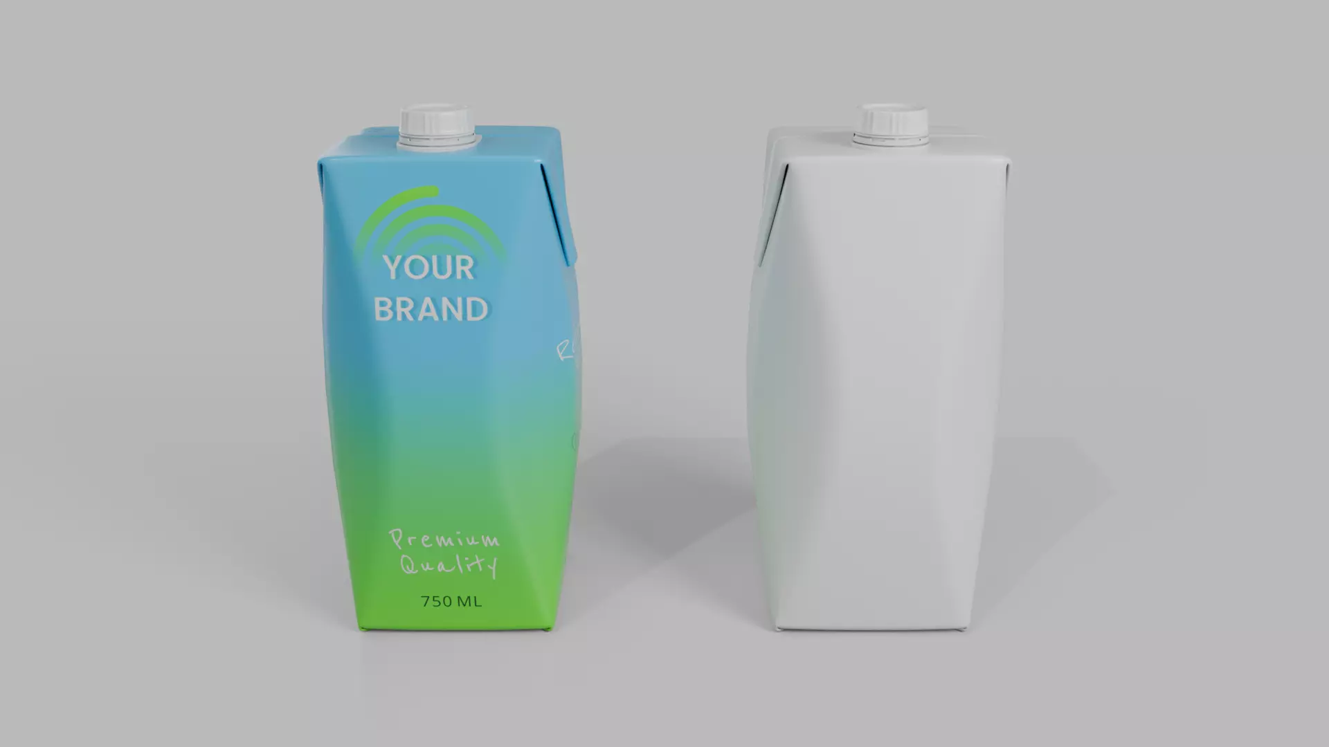 Beverage Carton 750 ml- Customizable Prism Drink Box 3D model_6
