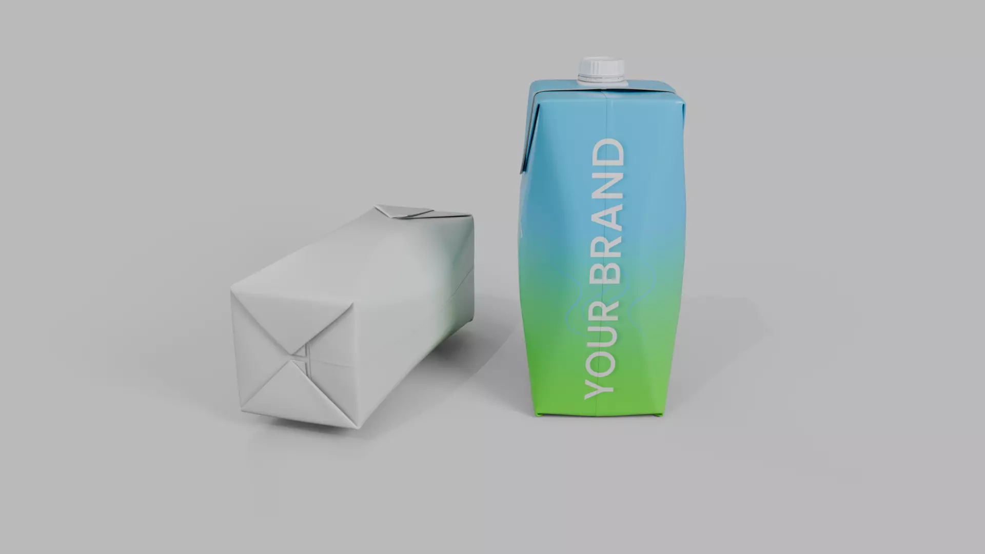 Beverage Carton 750 ml- Customizable Prism Drink Box 3D model_11