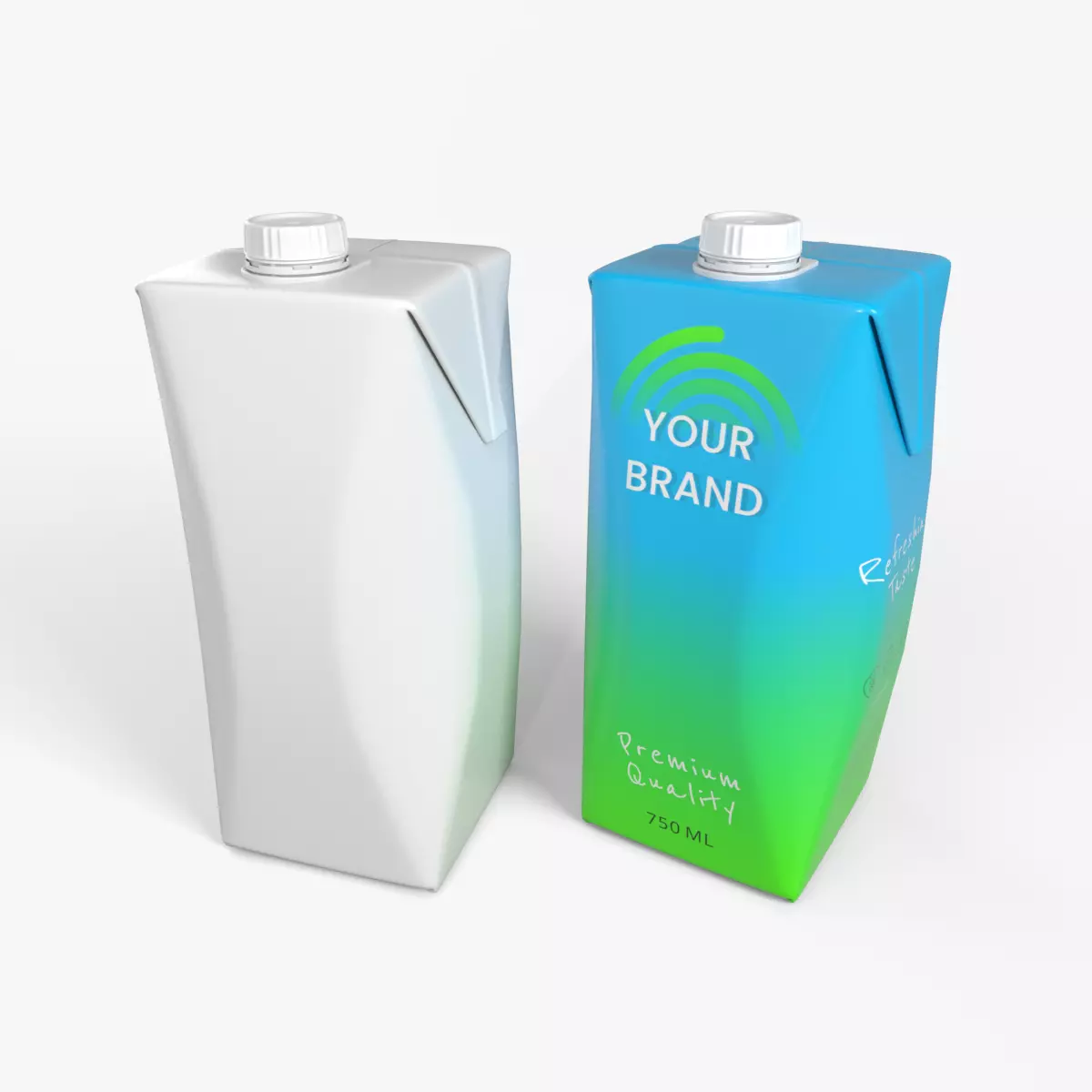 Beverage Carton 750 ml- Customizable Prism Drink Box 3D model_0