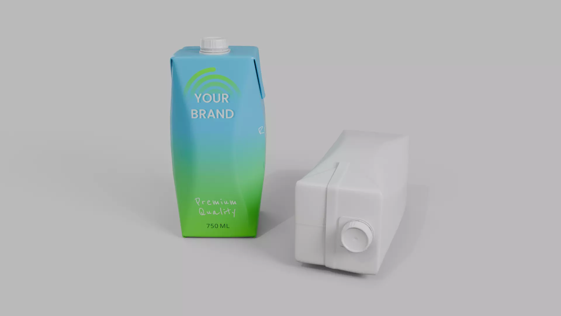 Beverage Carton 750 ml- Customizable Prism Drink Box 3D model_10
