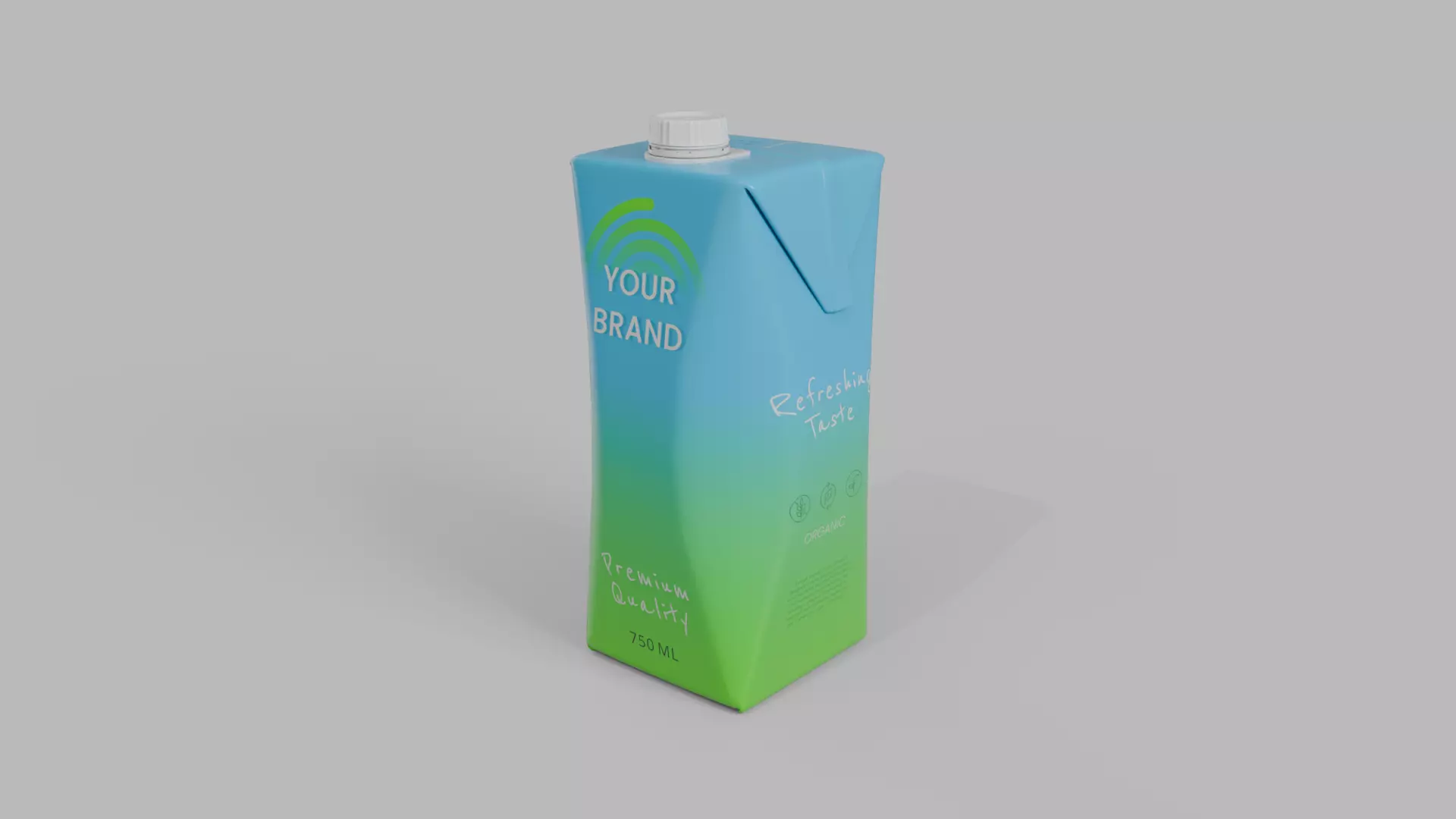 Beverage Carton 750 ml- Customizable Prism Drink Box 3D model_3