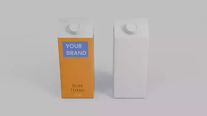 Beverage Carton 750 ml - Customizable Gable-Top Drink Box 3D model 5