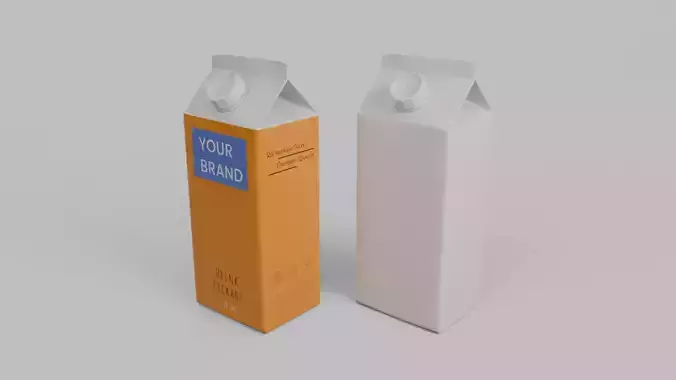 Beverage Carton 750 ml - Customizable Gable-Top Drink Box 3D model 4
