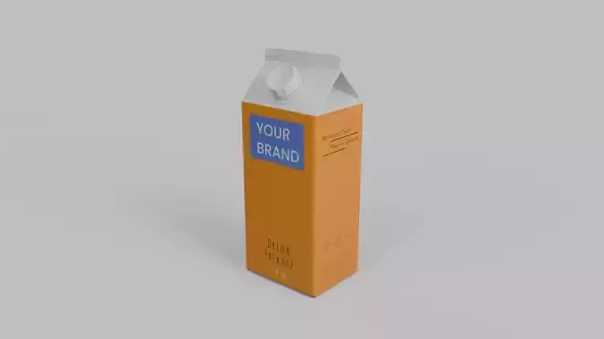 Beverage Carton 750 ml - Customizable Gable-Top Drink Box 3D model 2
