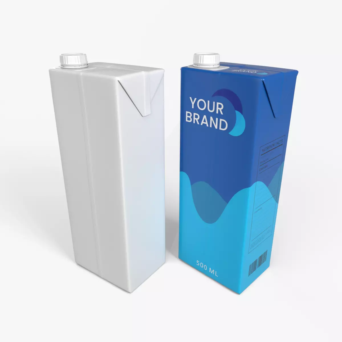 Beverage Carton 500 ml - Customizable Drink Box 3D model_0