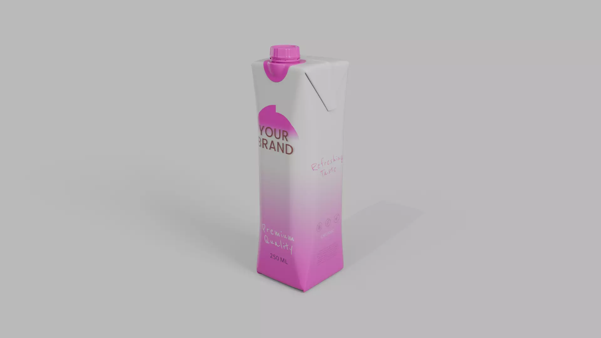 Beverage Carton 250 ml- Customizable Prism Drink Box 3D model_3