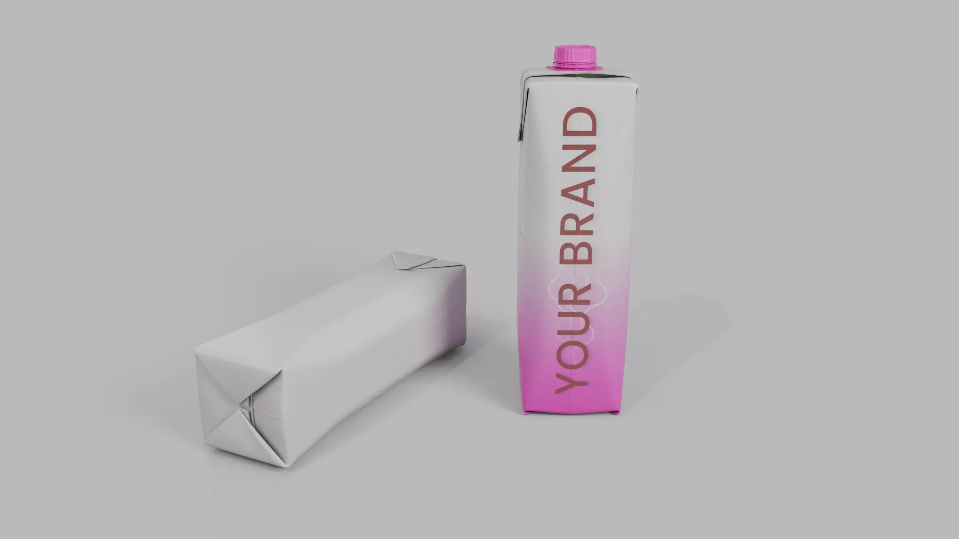 Beverage Carton 250 ml- Customizable Prism Drink Box 3D model_11