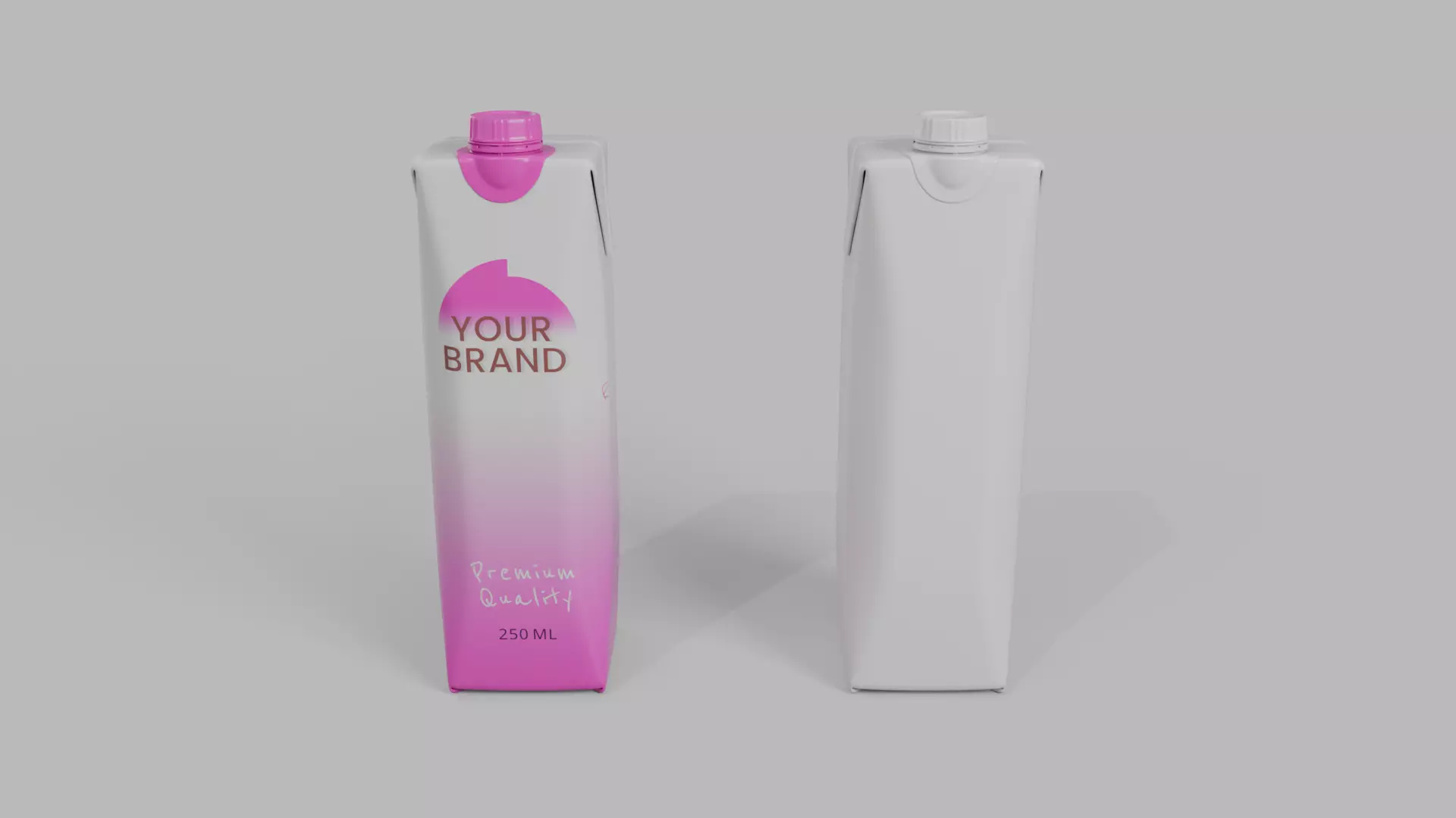 Beverage Carton 250 ml- Customizable Prism Drink Box 3D model_6