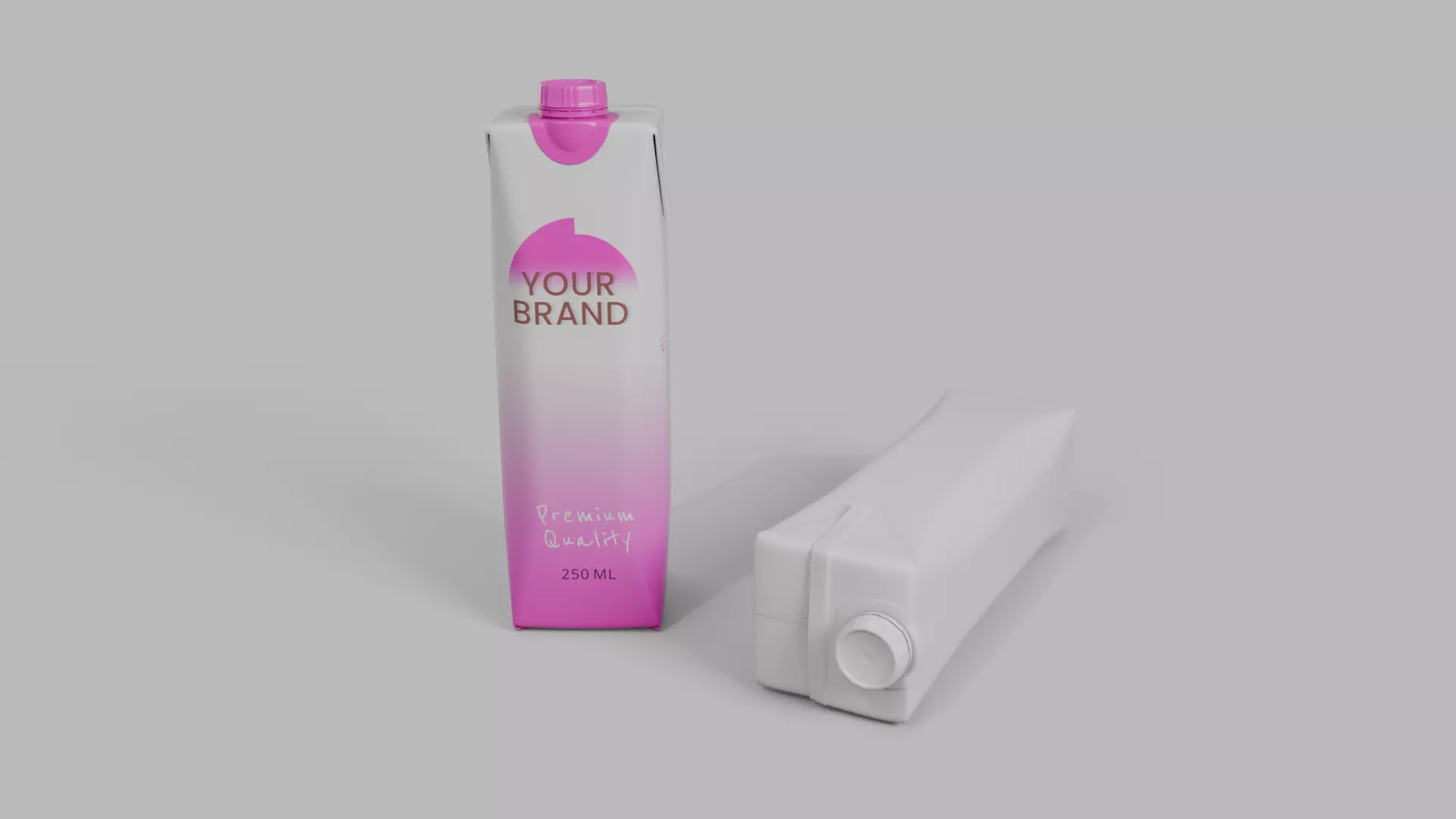 Beverage Carton 250 ml- Customizable Prism Drink Box 3D model_10